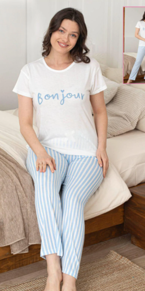 Bonjour Mavi Çizgili Pijama Takımı