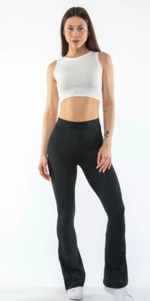 İspanyol Paça Şardonlu Dalgıç Siyah Tayt