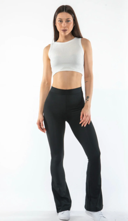 İspanyol Paça Şardonlu Dalgıç Siyah Tayt